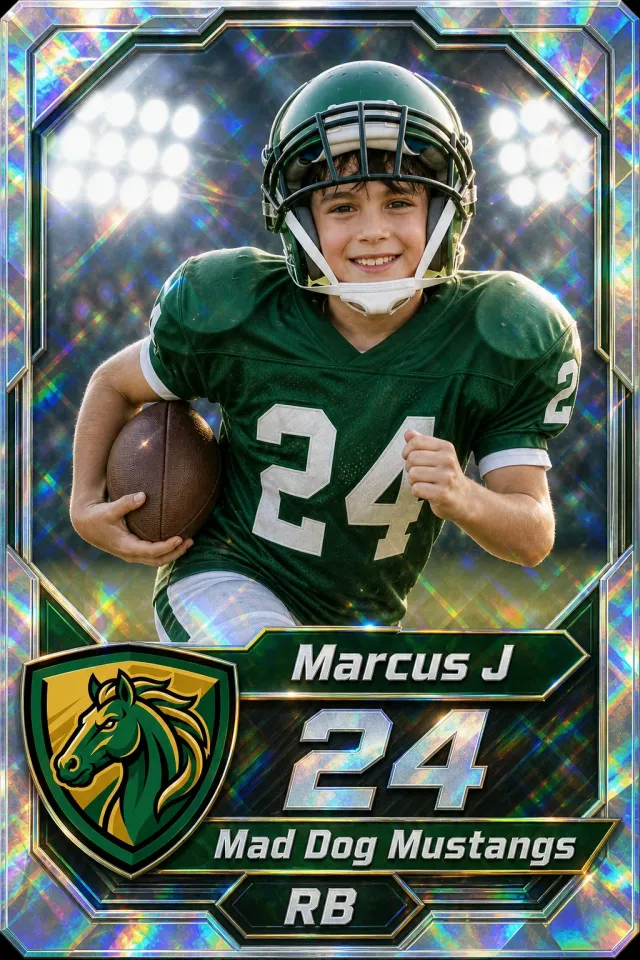 Custom youth football trading card